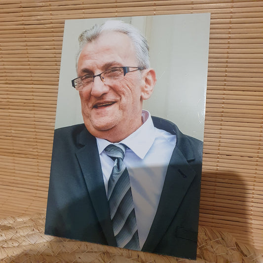 Impression portrait sur plaque aluminium argentée surface lisse