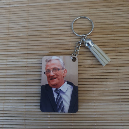 Porte-clés rectangulaire en bois personnalisé avec photo portrait