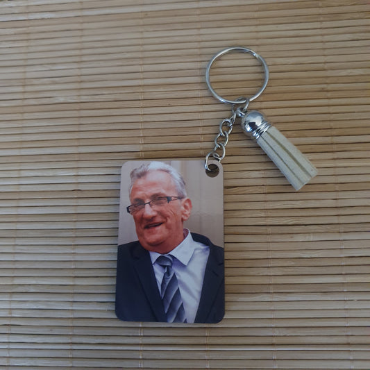 Porte-clés rectangulaire en bois personnalisé avec photo portrait